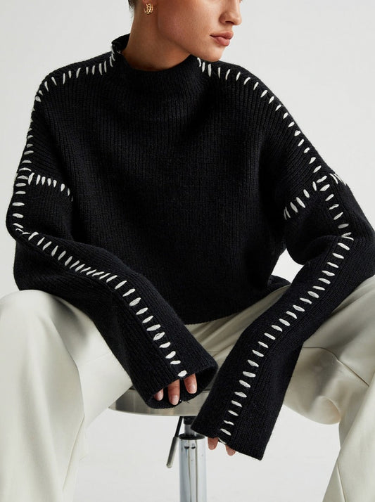 Mock Neck Oversized Knit Sweater