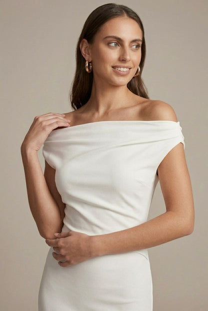 Off Shoulder Draped Maxi Dress