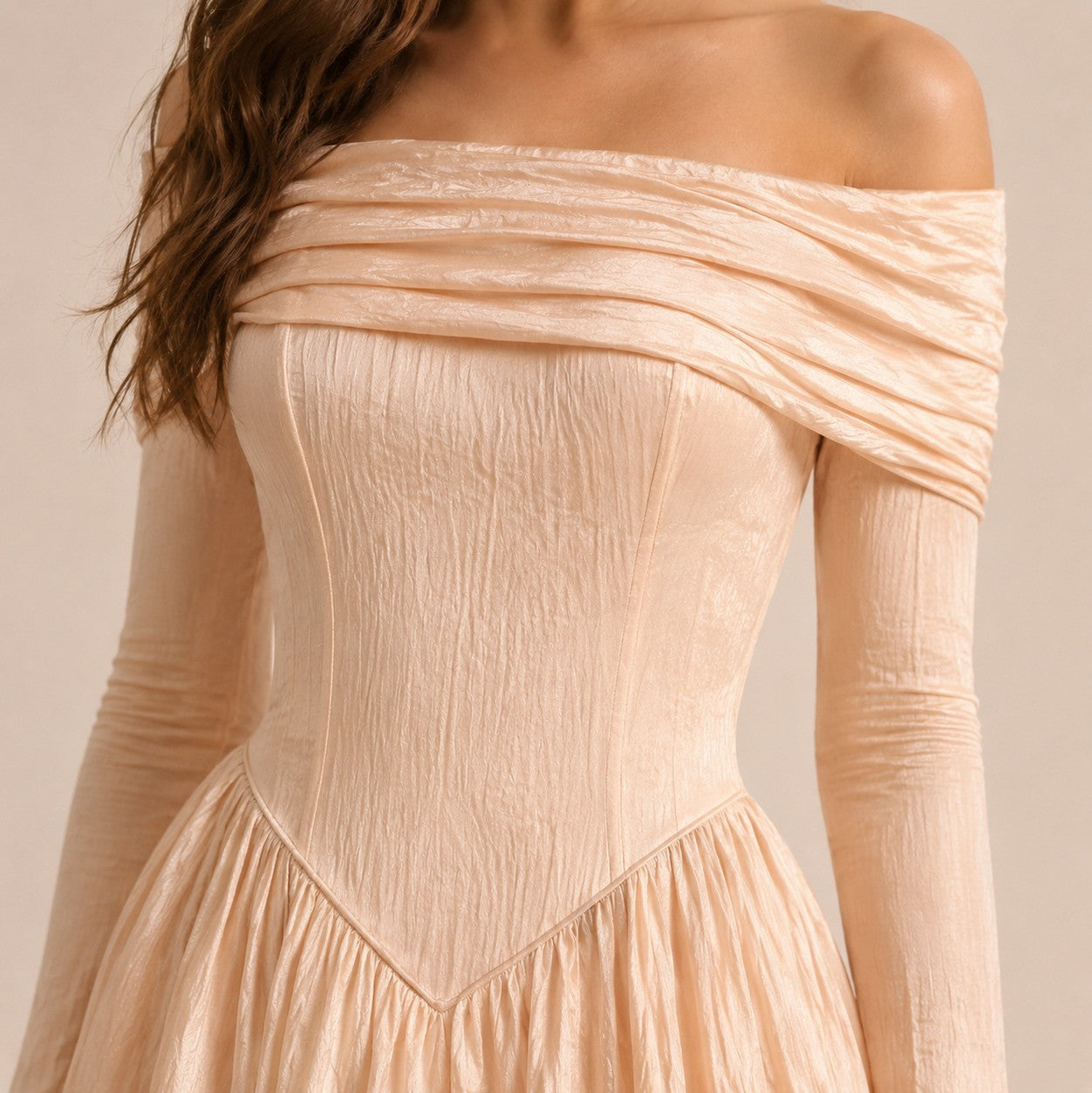 Off Shoulder Drop Waist Mini Dress