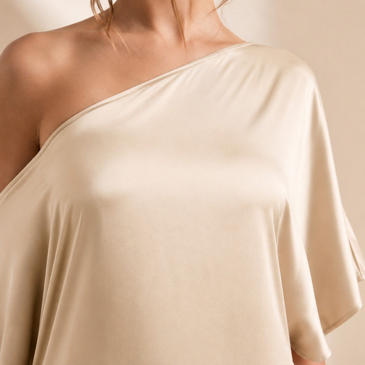 One Shoulder Satin Maxi Dress