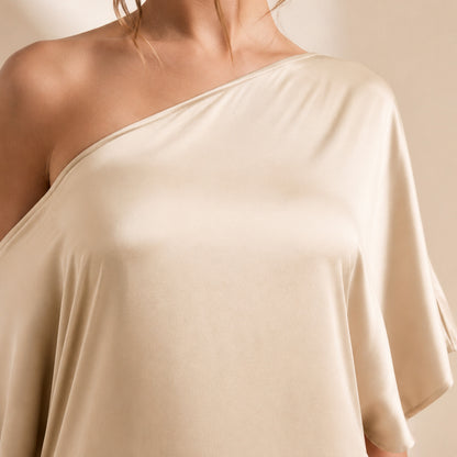 One Shoulder Satin Maxi Dress