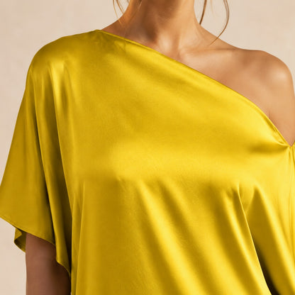 One Shoulder Satin Maxi Dress