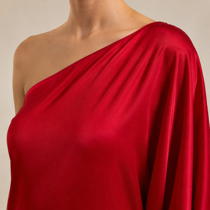 One Shoulder Satin Maxi Dress