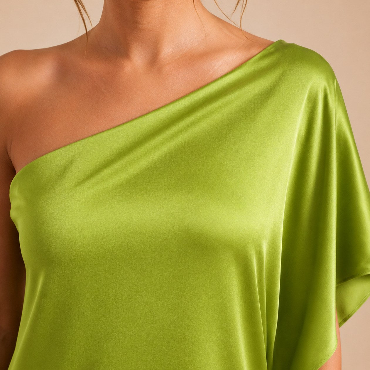 One Shoulder Satin Maxi Dress