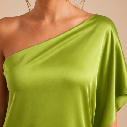 One Shoulder Satin Maxi Dress