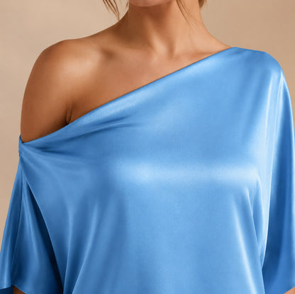 One Shoulder Satin Maxi Dress