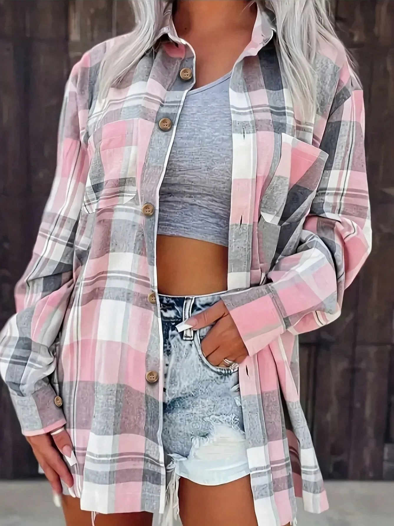 Plaid Button Front Shirt