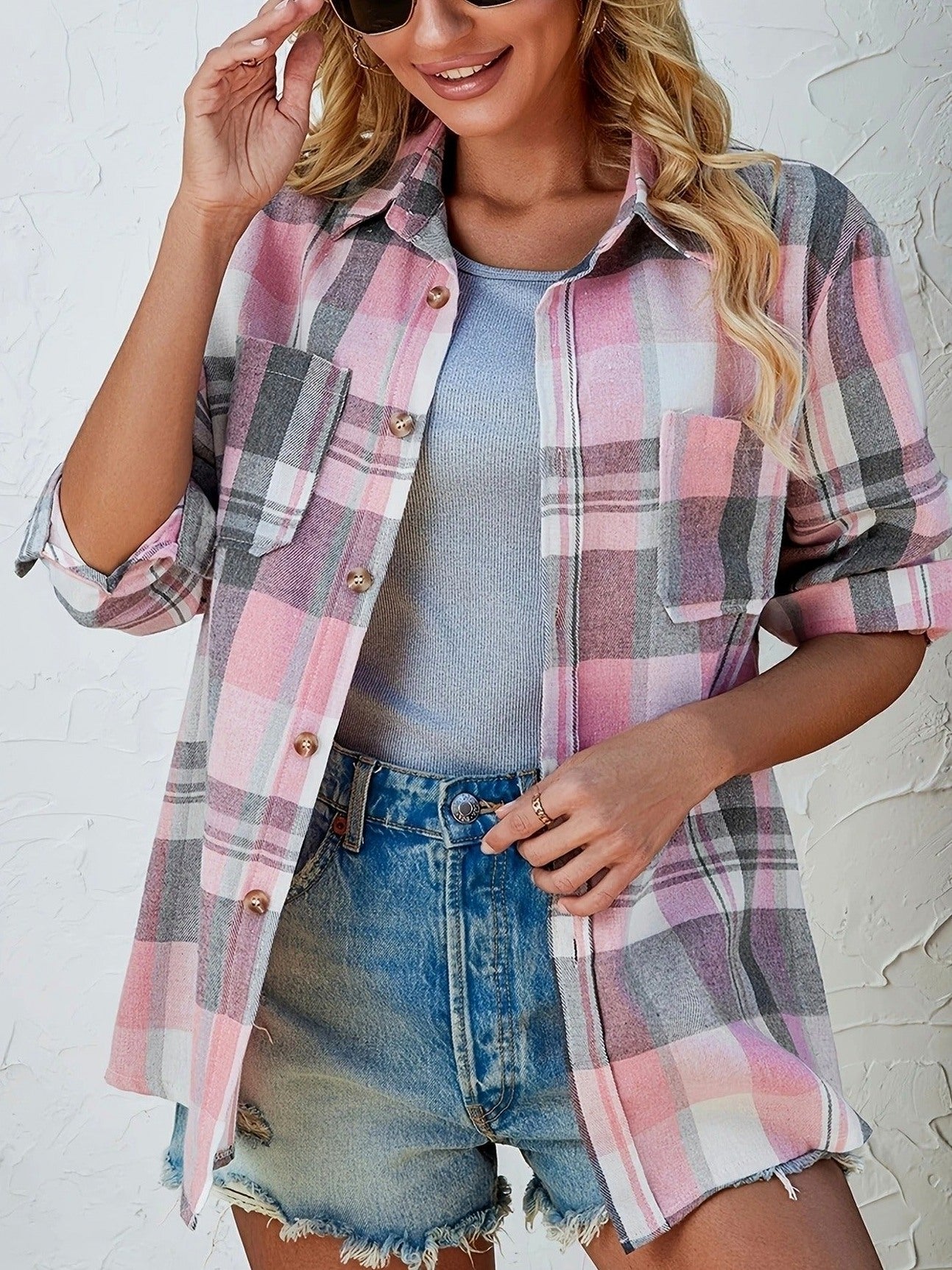 Plaid Button Front Shirt