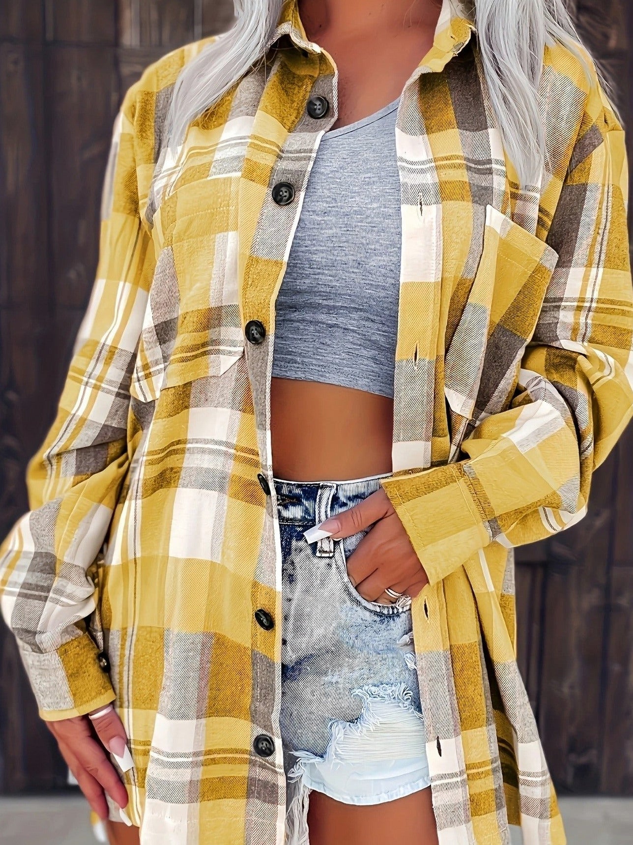 Plaid Button Front Shirt