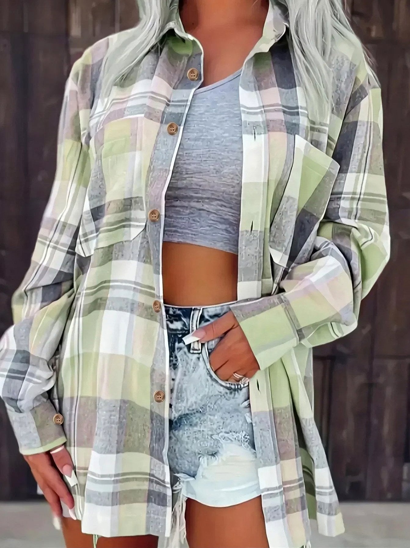 Plaid Button Front Shirt
