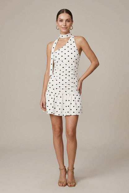 Polka Dot Halter Mini Dress