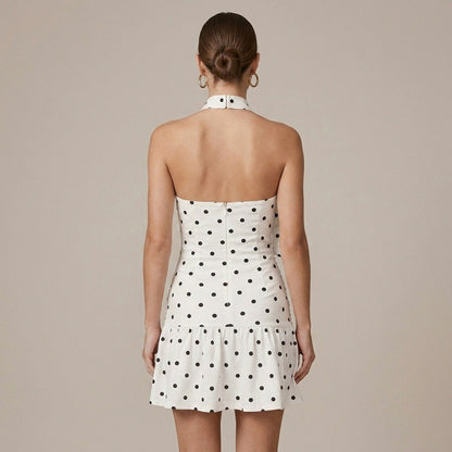 Polka Dot Halter Mini Dress