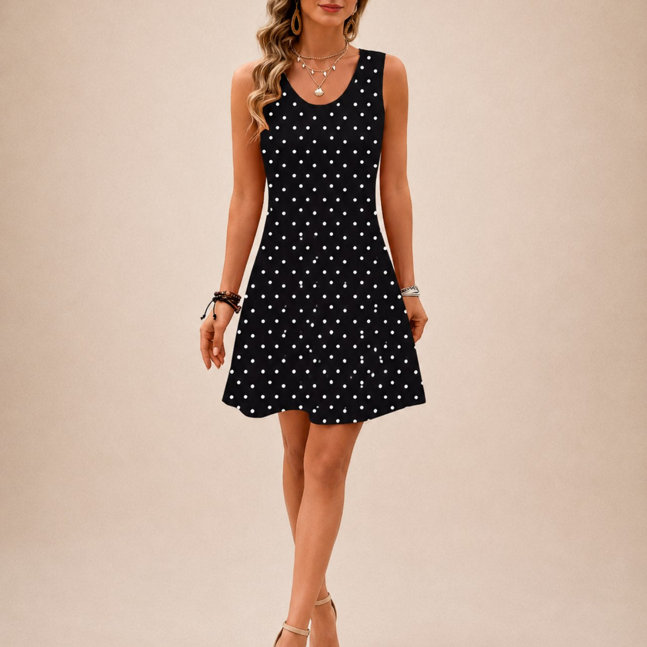Polka Dot Sleeveless Mini Dress