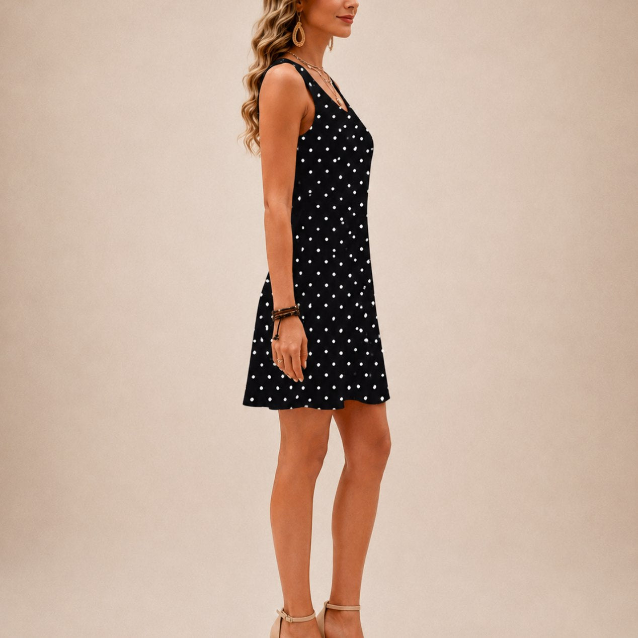 Polka Dot Sleeveless Mini Dress