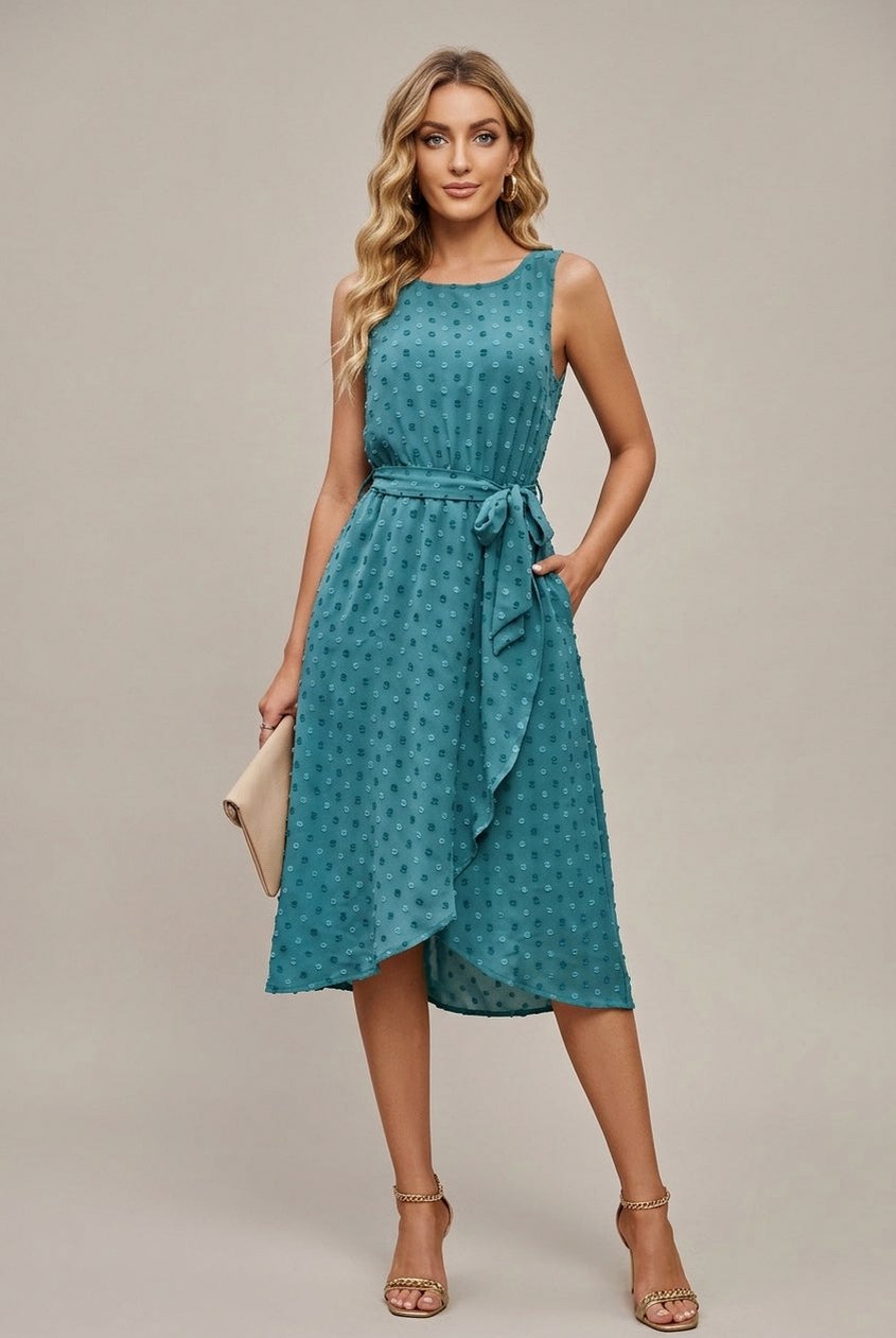 Polka Dot Tie Waist Dress