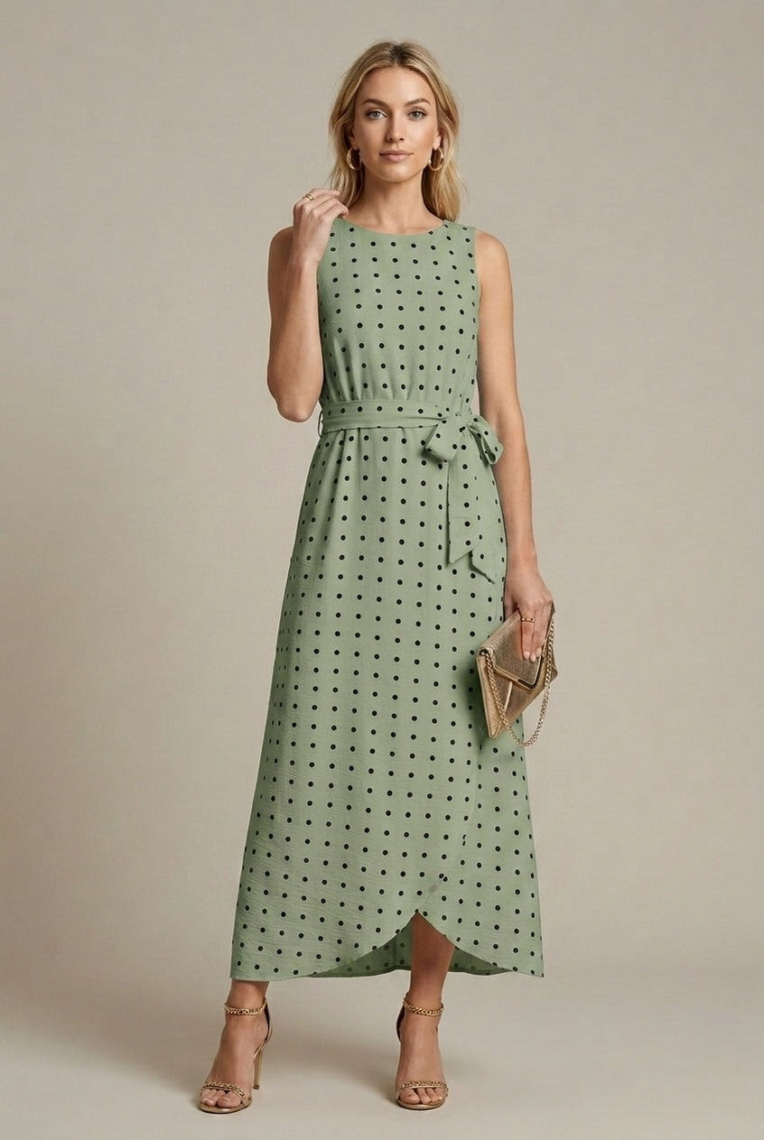 Polka Dot Tie Waist Dress