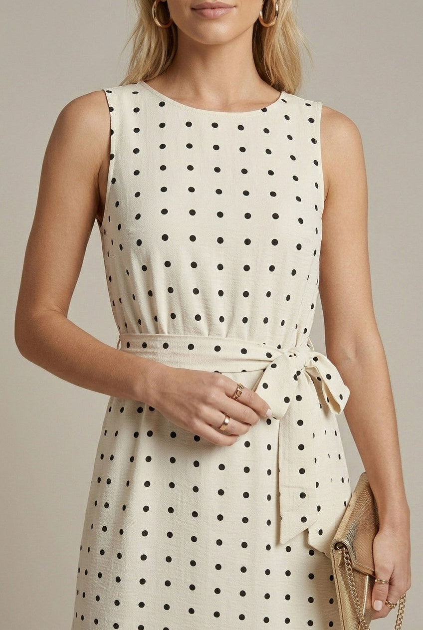Polka Dot Tie Waist Dress
