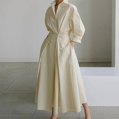 Poplin Long Sleeve Shirt Dress