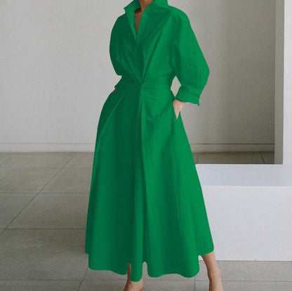 Poplin Long Sleeve Shirt Dress