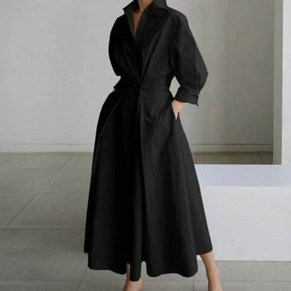 Poplin Long Sleeve Shirt Dress