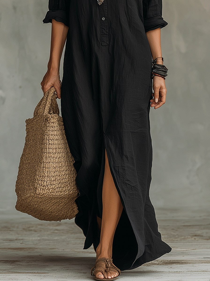 Relaxed Button Front Shirt Dress