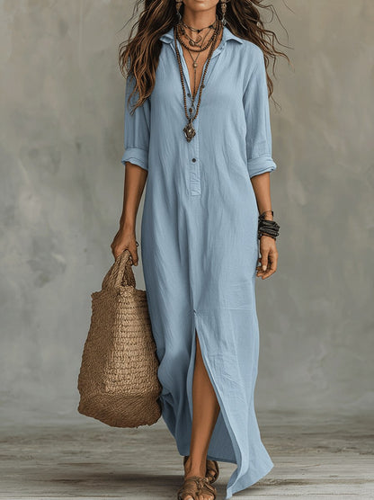Relaxed Button Front Shirt Dress