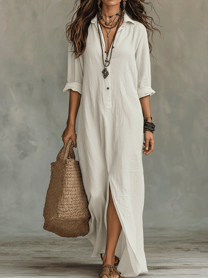 Relaxed Button Front Shirt Dress
