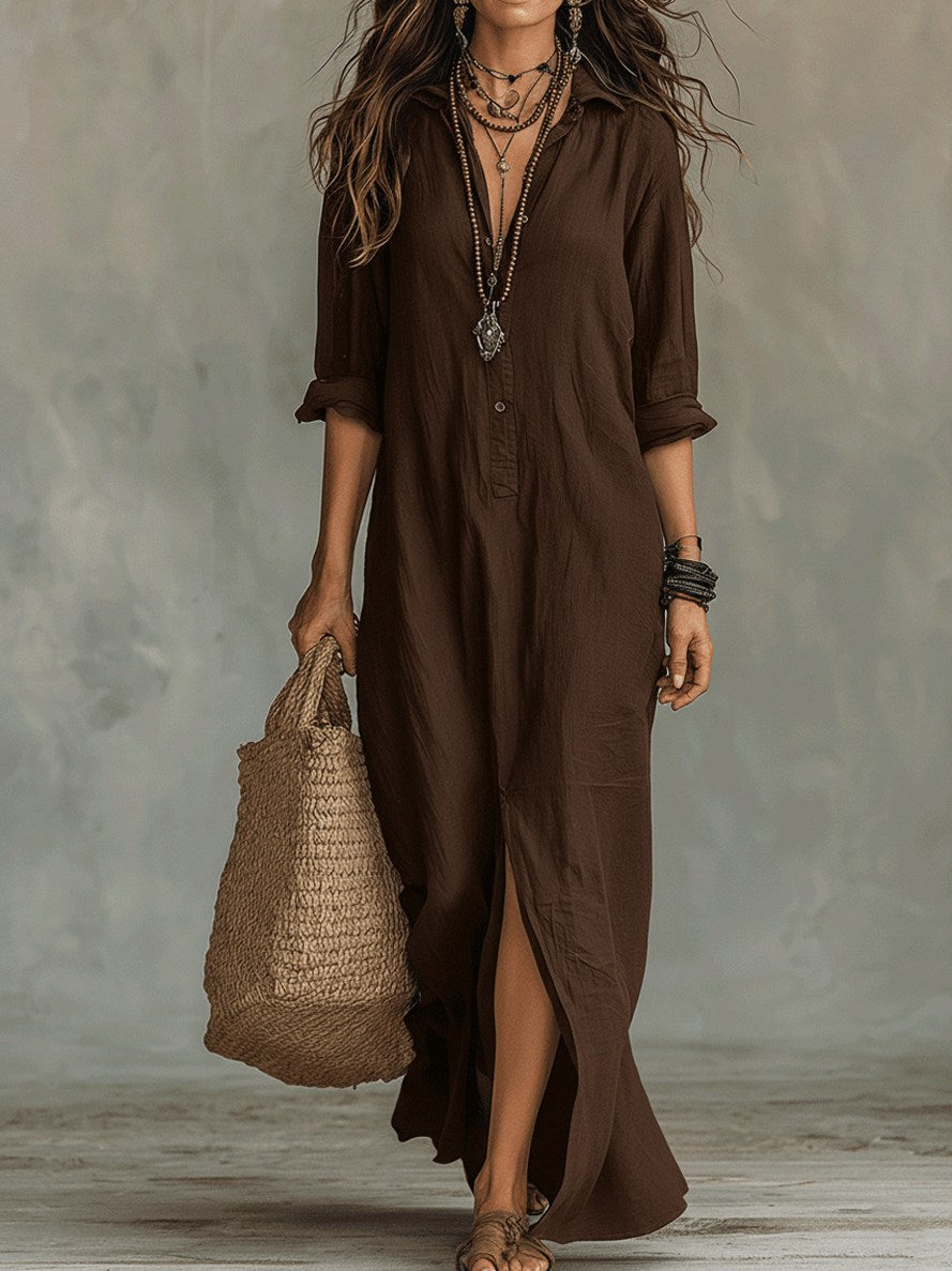 Relaxed Button Front Shirt Dress