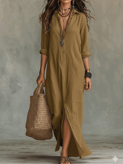 Relaxed Button Front Shirt Dress