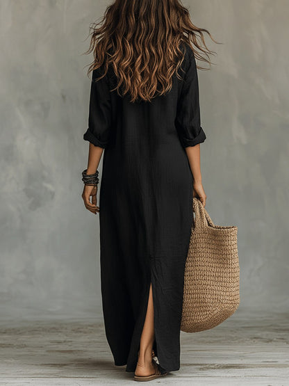 Relaxed Button Front Shirt Dress