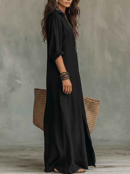 Relaxed Button Front Shirt Dress