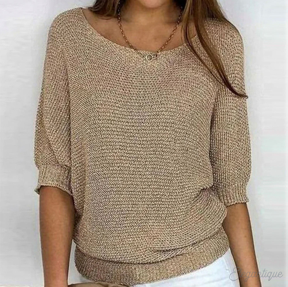 Relaxed Knit Scoop Neck Blouse