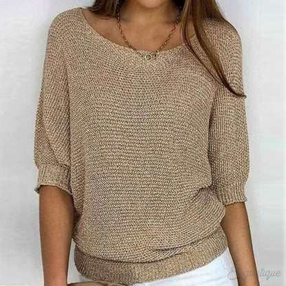 Relaxed Knit Scoop Neck Blouse