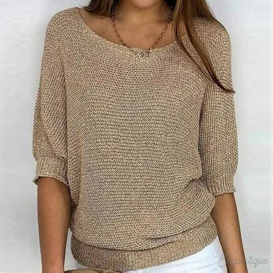 Relaxed Knit Scoop Neck Blouse