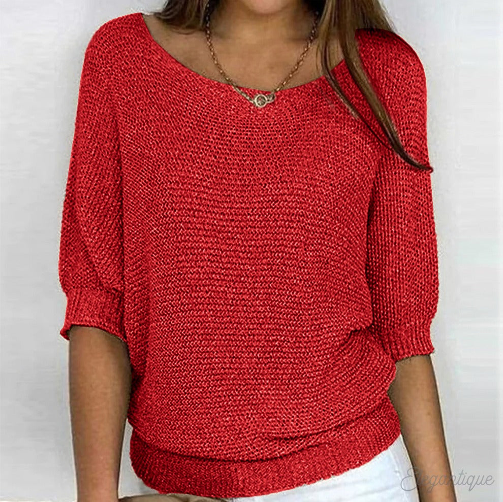 Relaxed Knit Scoop Neck Blouse