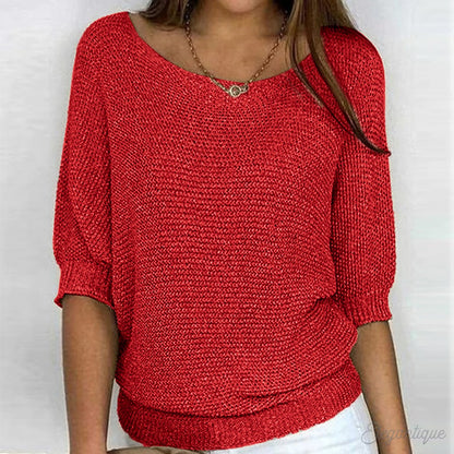 Relaxed Knit Scoop Neck Blouse
