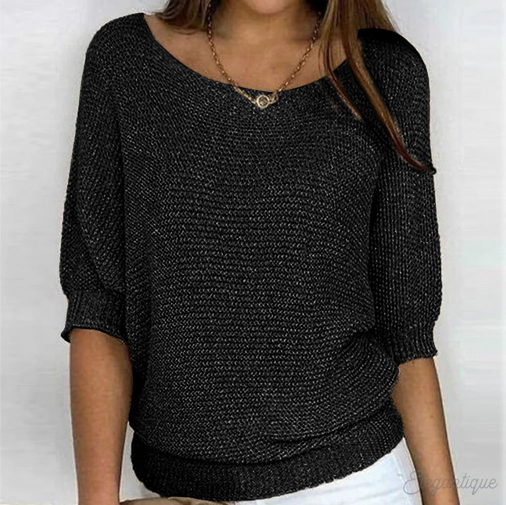 Relaxed Knit Scoop Neck Blouse