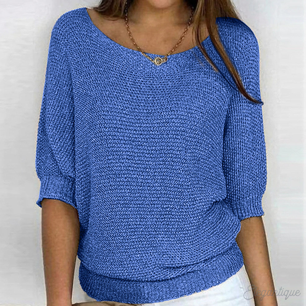 Relaxed Knit Scoop Neck Blouse
