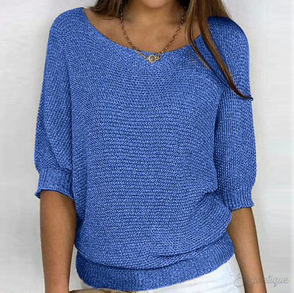 Relaxed Knit Scoop Neck Blouse