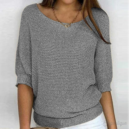 Relaxed Knit Scoop Neck Blouse