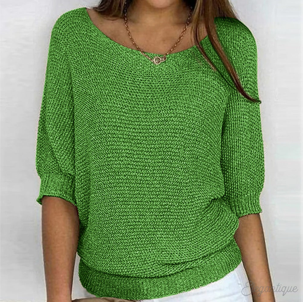 Relaxed Knit Scoop Neck Blouse