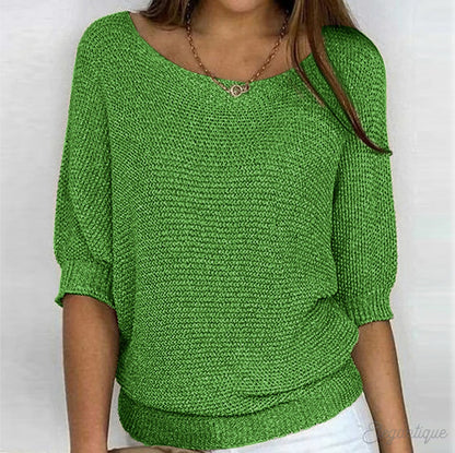 Relaxed Knit Scoop Neck Blouse