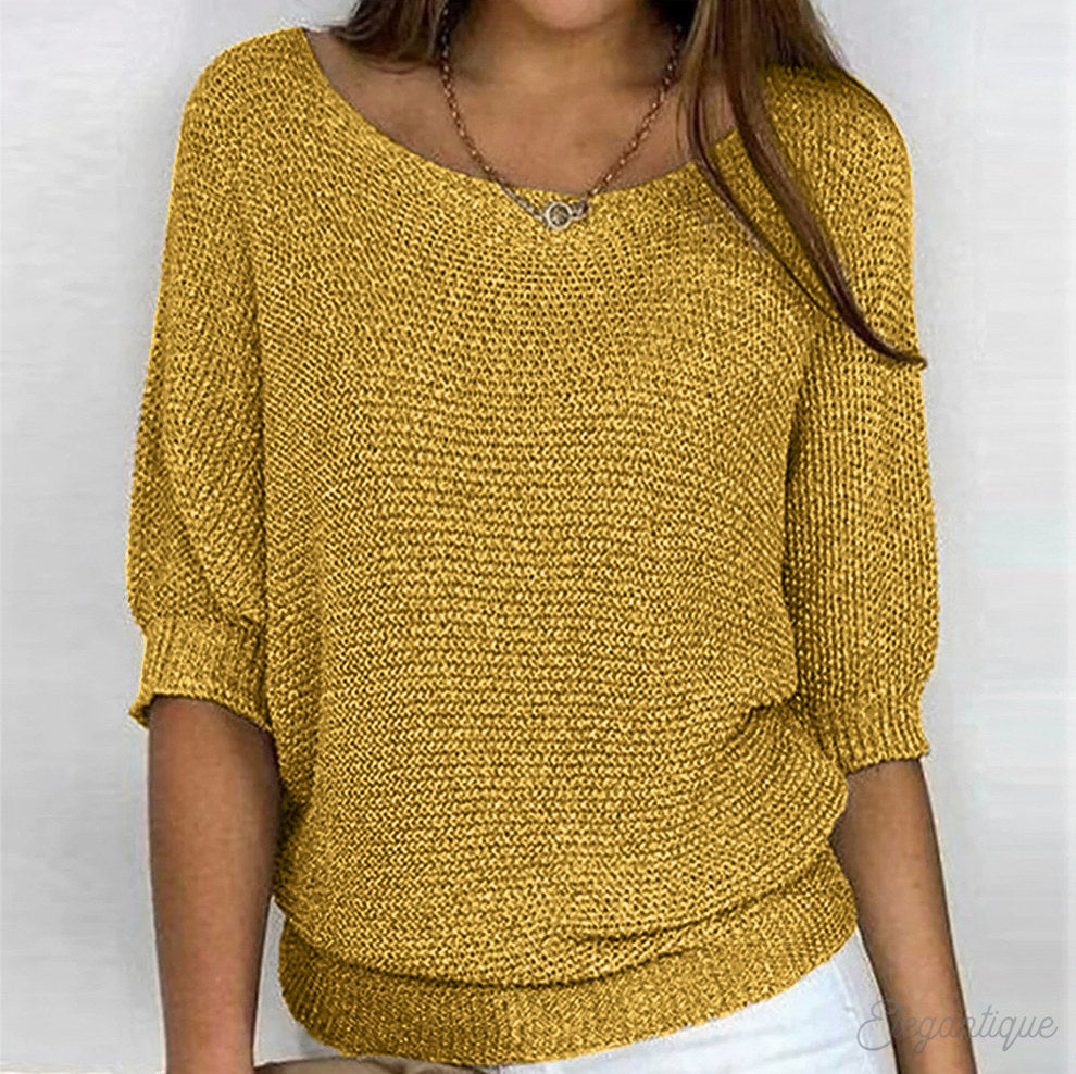 Relaxed Knit Scoop Neck Blouse