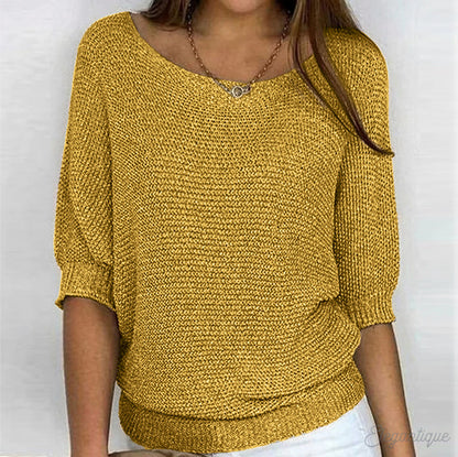 Relaxed Knit Scoop Neck Blouse