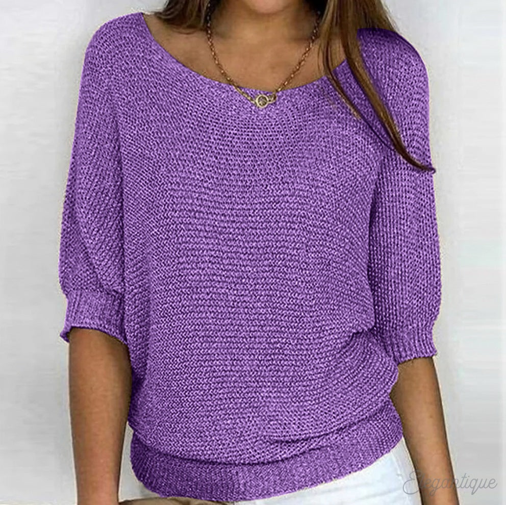 Relaxed Knit Scoop Neck Blouse