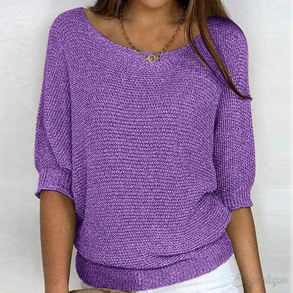 Relaxed Knit Scoop Neck Blouse