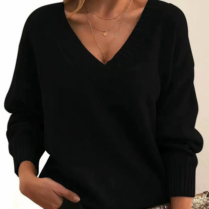 Relaxed V Neck Knit Sweater