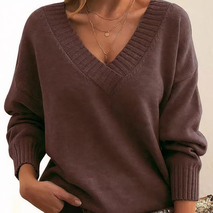Relaxed V Neck Knit Sweater