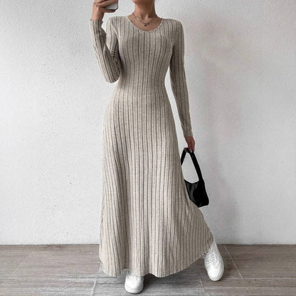 Ribbed Knit Long Sleeve Maxi Dress