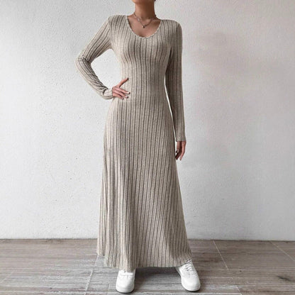 Ribbed Knit Long Sleeve Maxi Dress